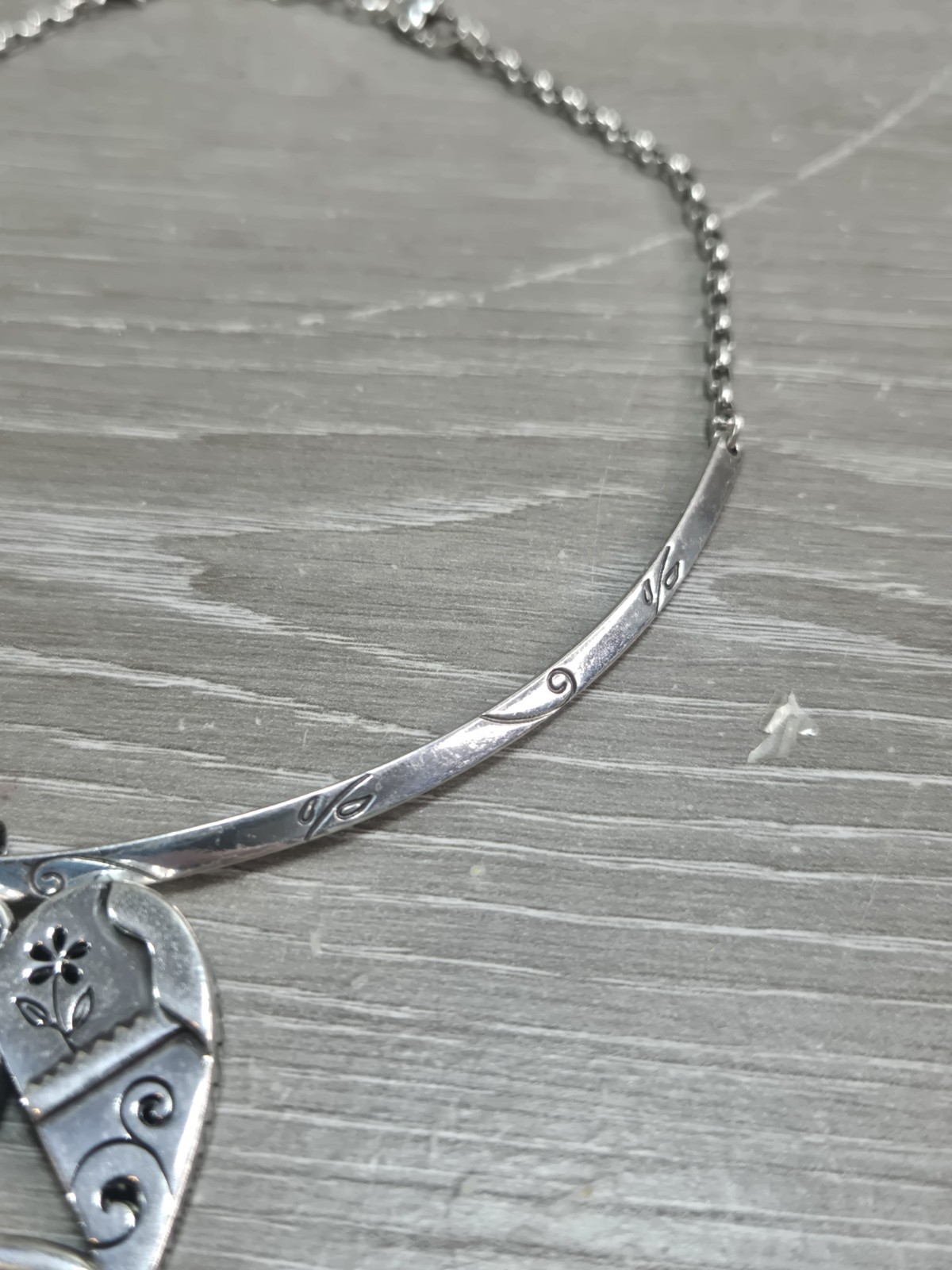 Brighton Pablos Passion Two tone Copper Silver Reversible Heart Chocker Necklace