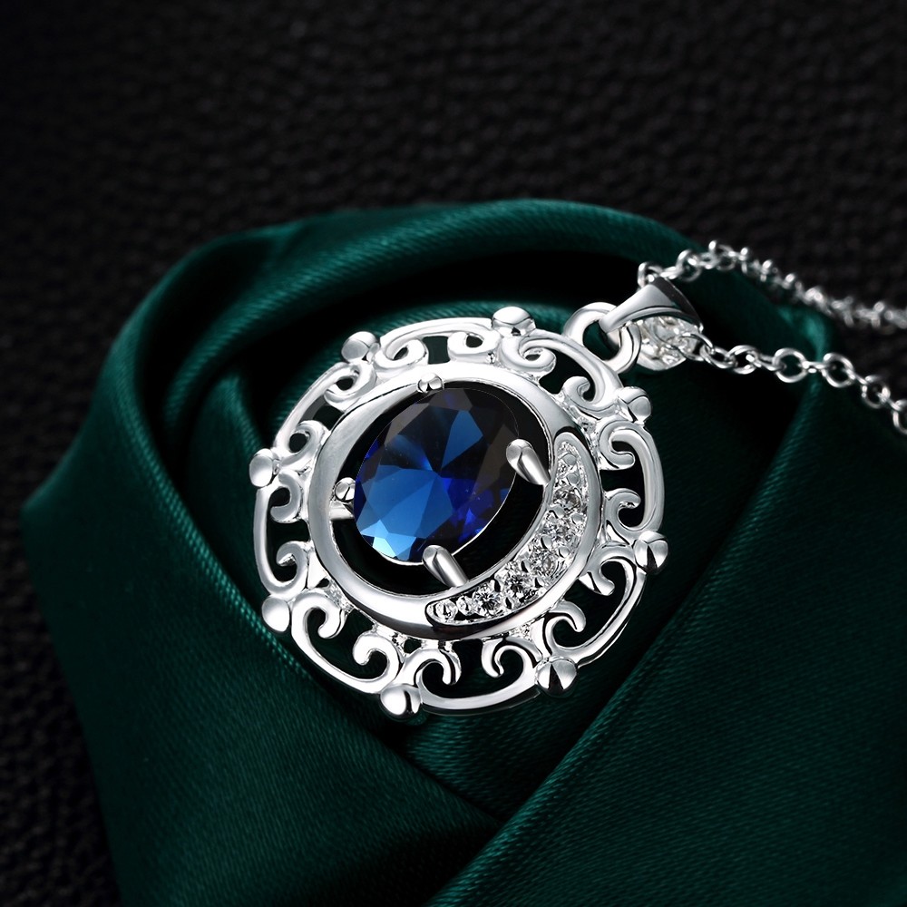 Antique 925 Sterling Silver SF Filigree CZ Pendant Necklace Gift Woman N-A679