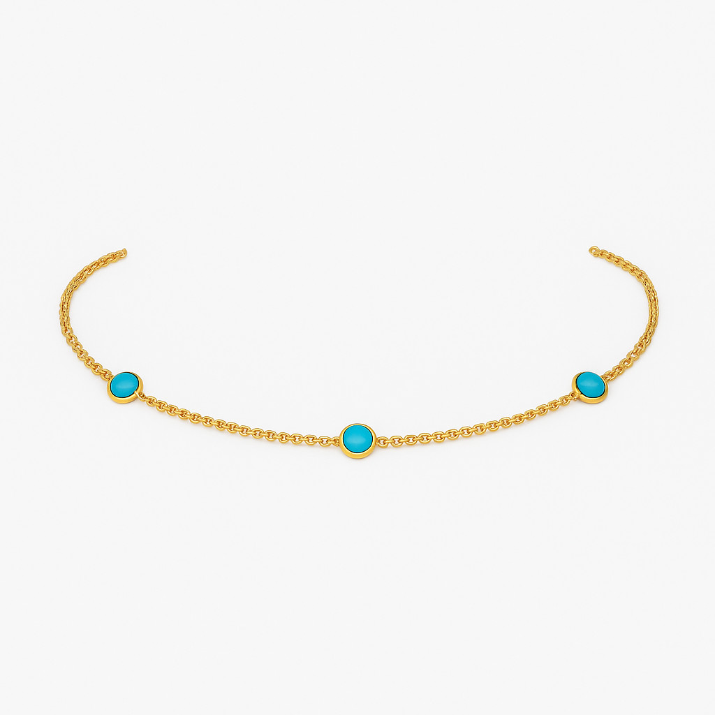 ZARD Turquoise Station Necklace in 18k Gold