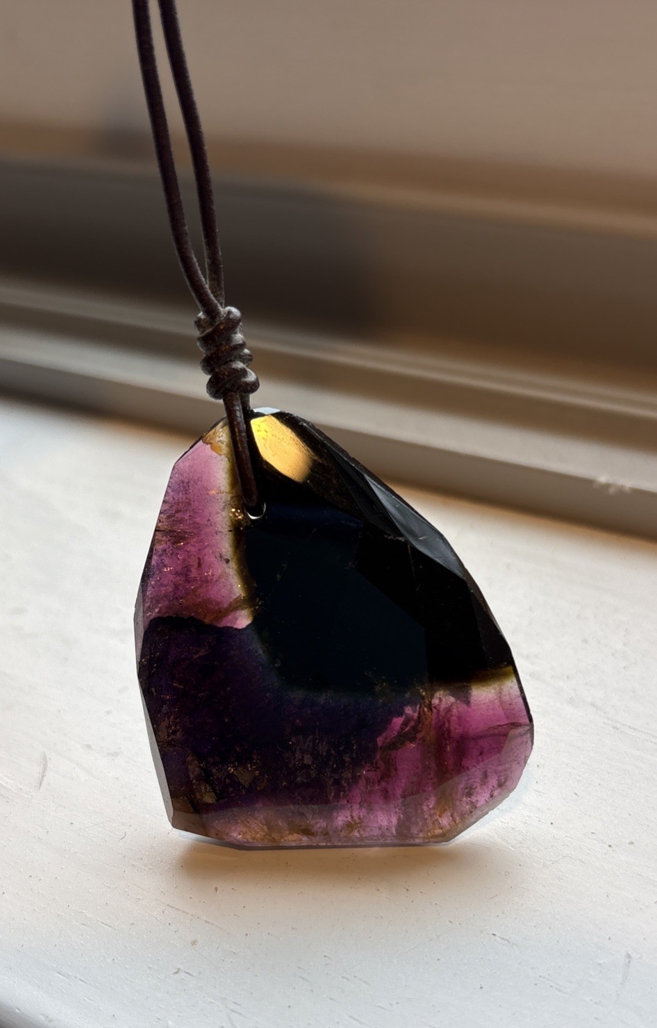 Chan Luu Necklace Natural Bi-Color Tourmaline Pendant Artisan Signed Jewelry NWT