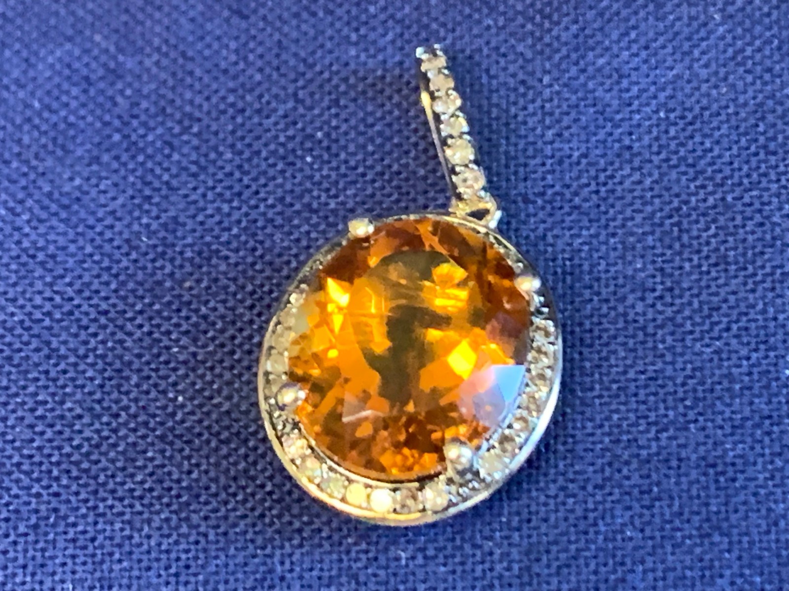 10K Yellow Gold Pendant 2.33g Fine Jewelry Citrine Color & Clear Charm *READ*