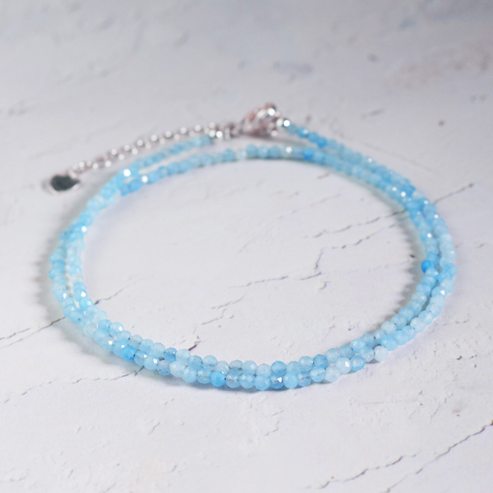 Aquamarine Choker Delicate Stone Beads Necklace Aquamarine Crystal Choker