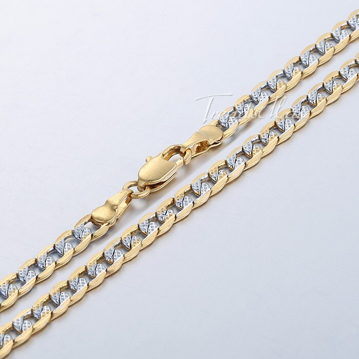 4mm 20″ Gold Filled Diamond-Cut Curb Cuban Chain Necklace Choker Men Women Gift