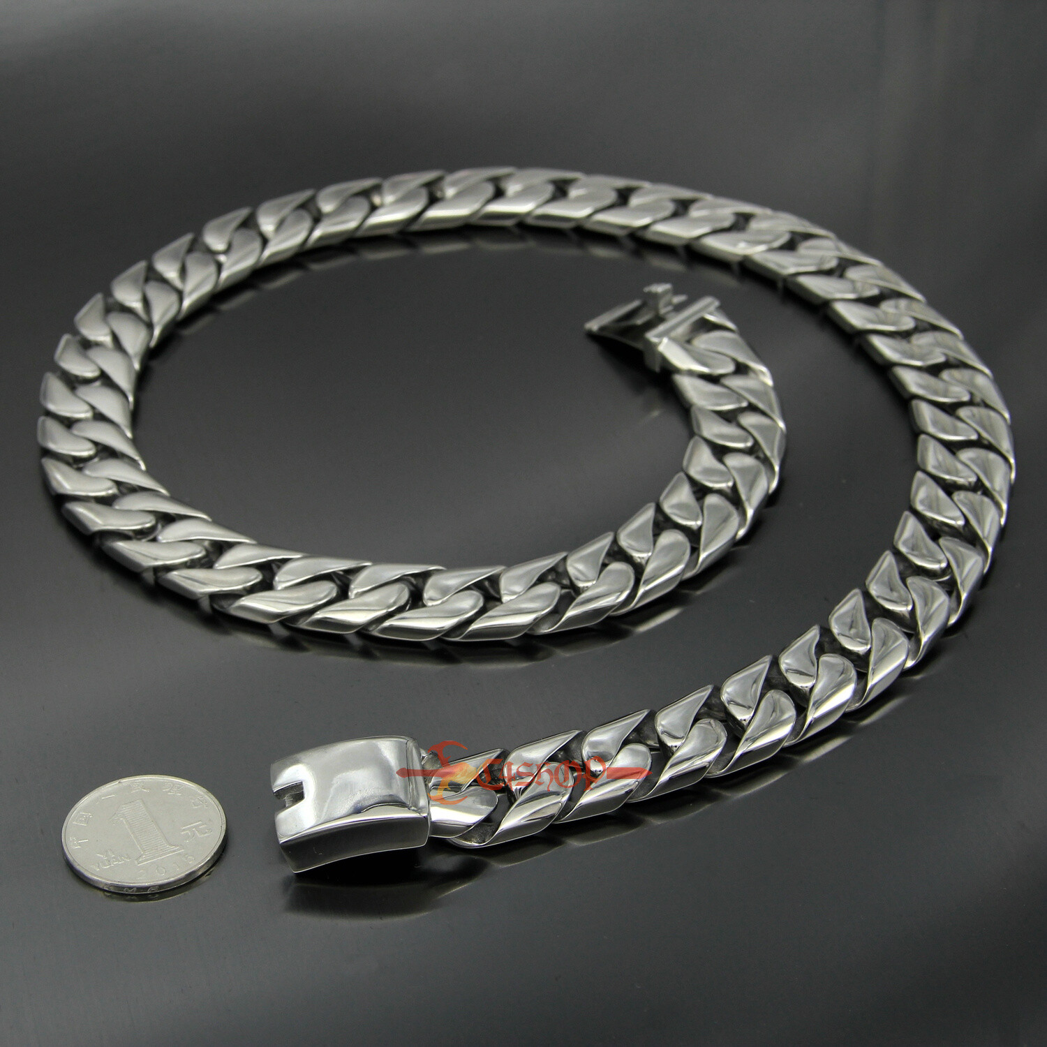 Heavy Stainless Steel Curb Cuban Chain Mens Necklace Bracelet Polish 17mm 18-30″