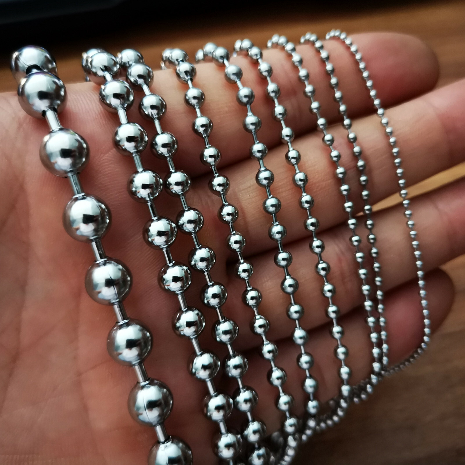 BEAD chain S.steel Silver round ball Chain DIY Jewelry Making In Bulk 1.5–12mm