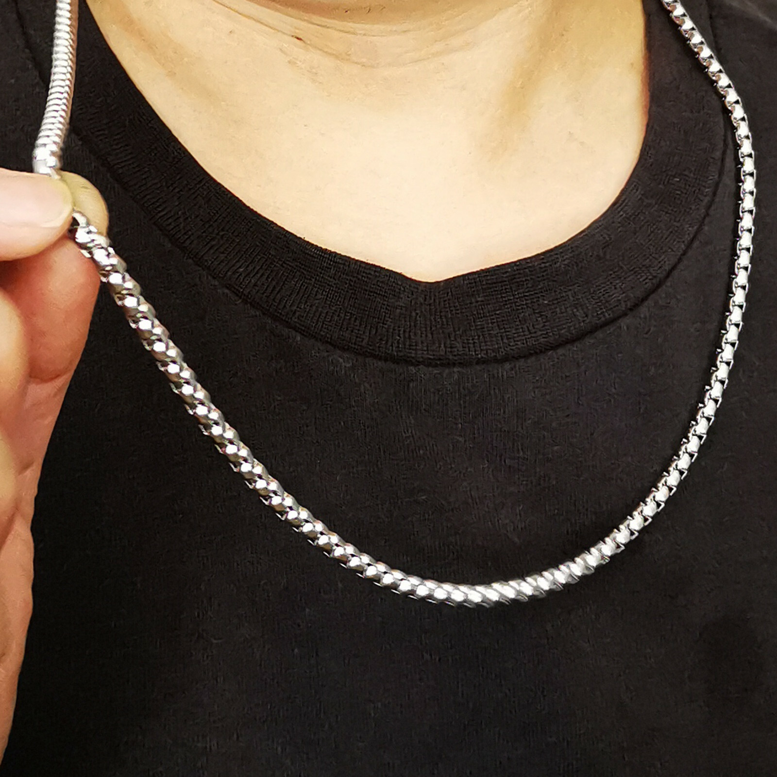 5pcs Lot 5mm 18-32” Stainless Steel Squre Rolo Rolo Necklace Chain Choker Mens