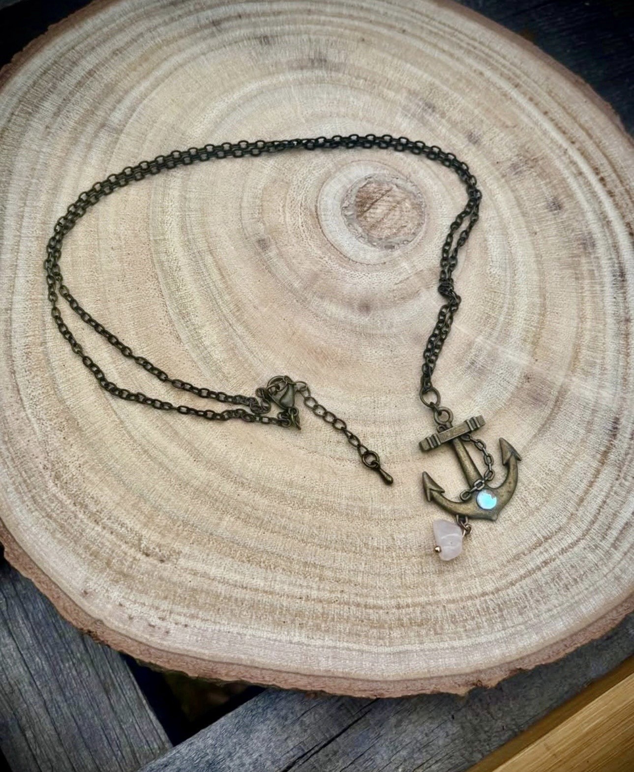 Bronze Nautical Anchor Charm Pendant Necklace, Cable Chain, Lobster Clasp
