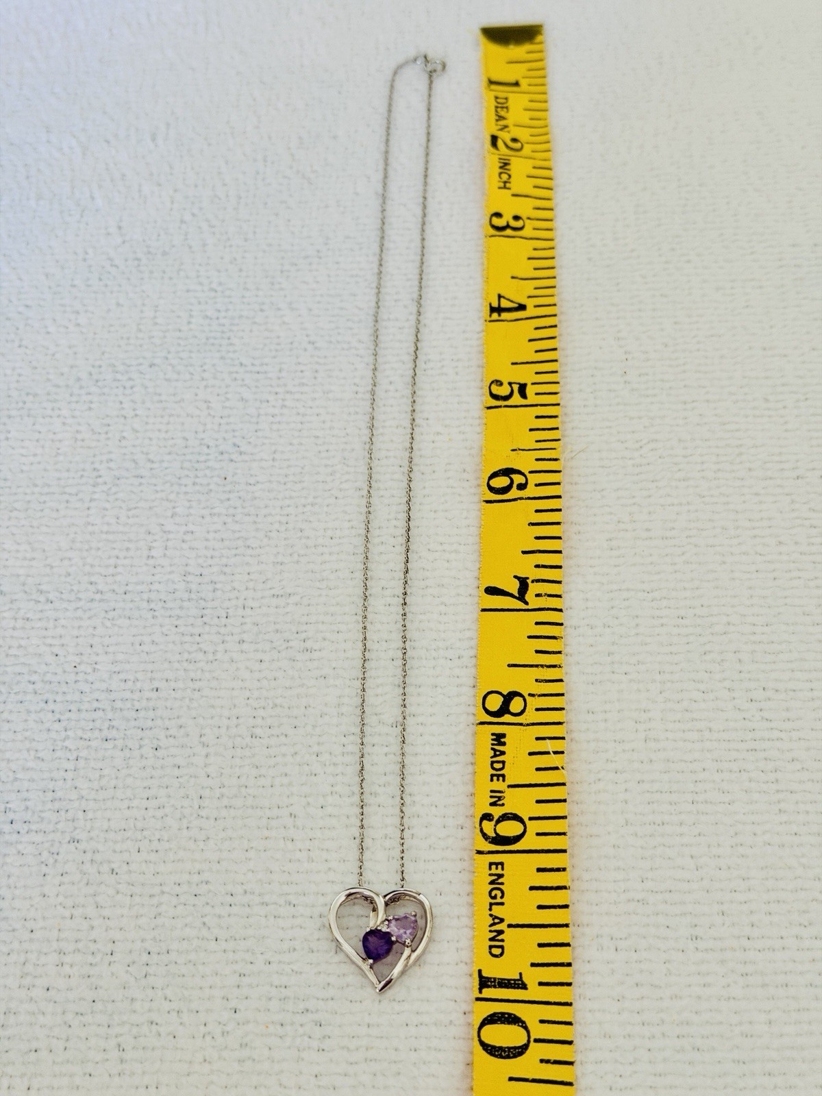 NWOT Italy 925 Sterling Silver Amethyst Heart Necklace, Bracelet & Earring Set