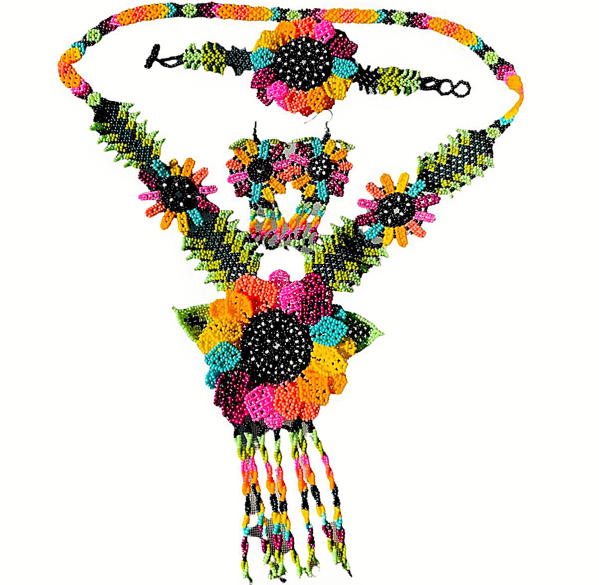 Boho Beaded Handmade Seed Bead American Ukrainian traditional Necklace Earrings