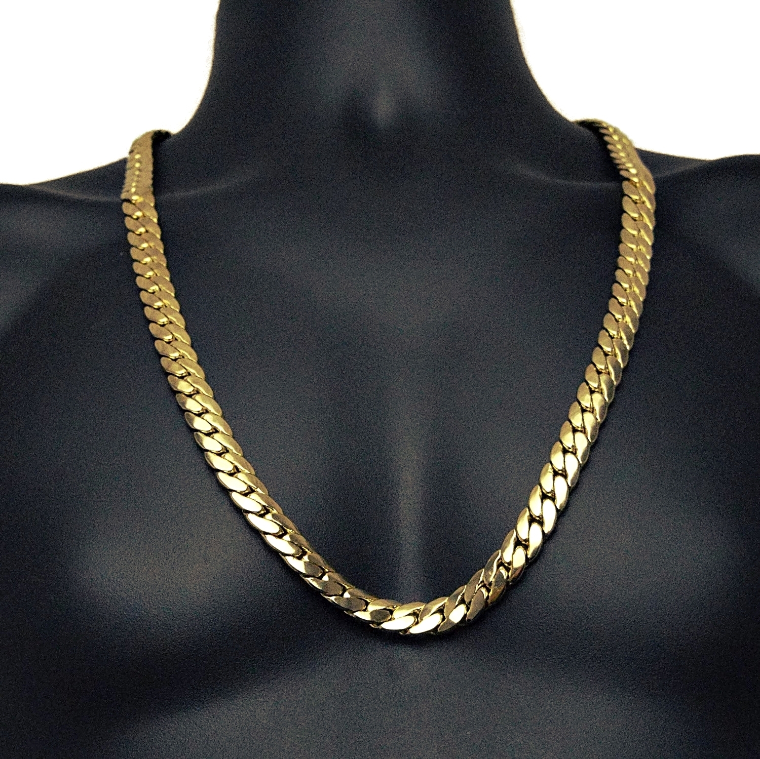 Miami Cuban Link Chain 14k Yellow Gold Plated 5-12 mm Wide 20″ 24″ 30″ Necklace