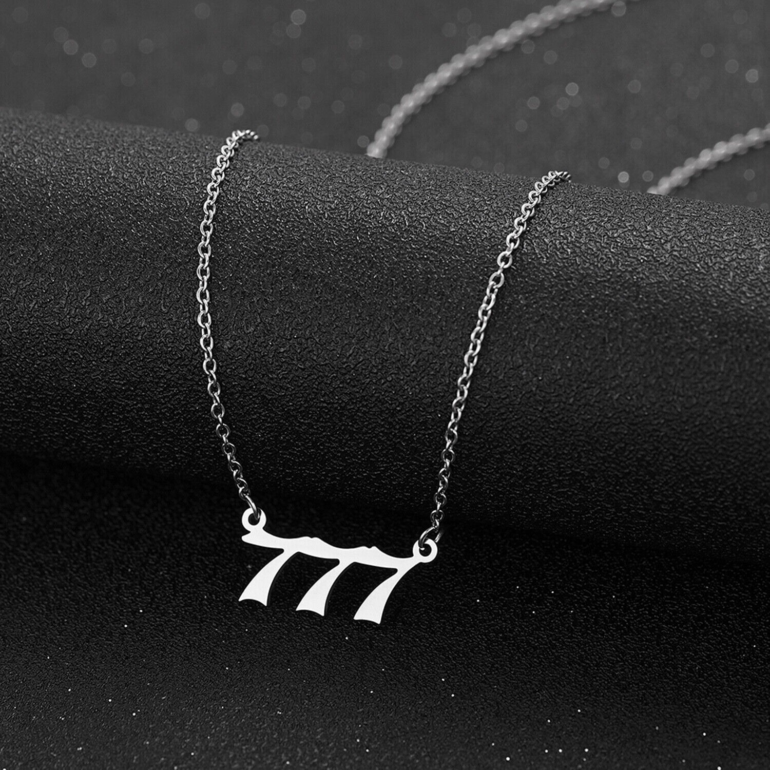Silver 777 Angel Number Necklace, Jewelry Charms Minimalist Stainless Steel