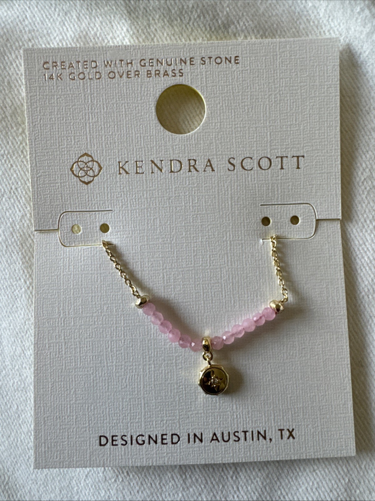 Kendra Scott Marie Beaded Pendant Necklace – Gold/Mauve Quartzite One Size