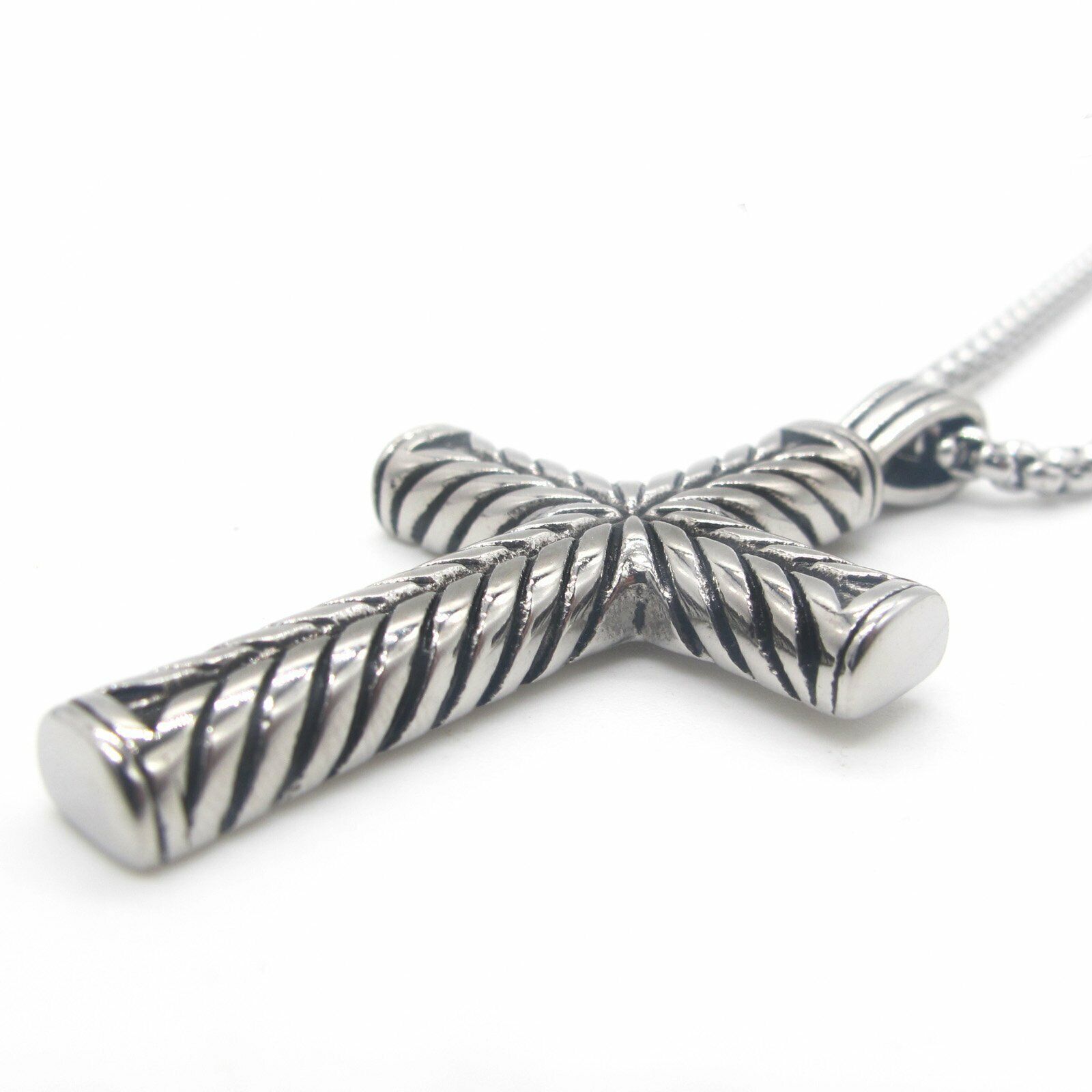 MENDEL Cool Boys Mens Stainless Steel Cross Pendant Necklace For Men Women Chain