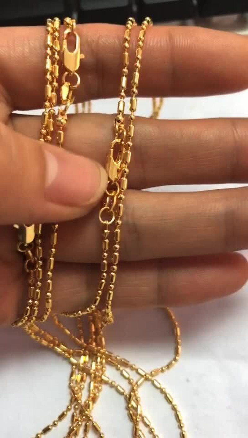 1PCS 16-30Inches Wholesale Jewelry 18K GOLD FILLED Column Ball Chains Necklaces