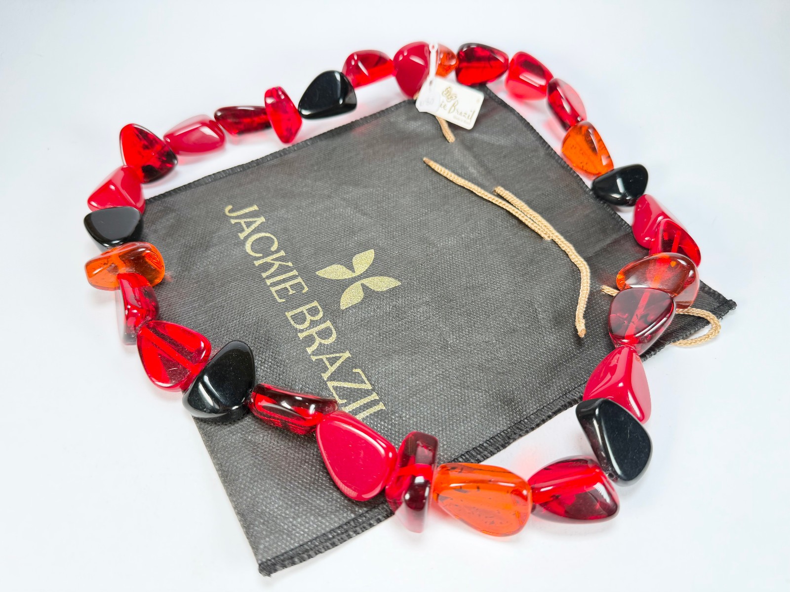 Jackie Brazil “Diamonds” Passion Mix Flintstone Bone 80cm Necklace ( N0080 )