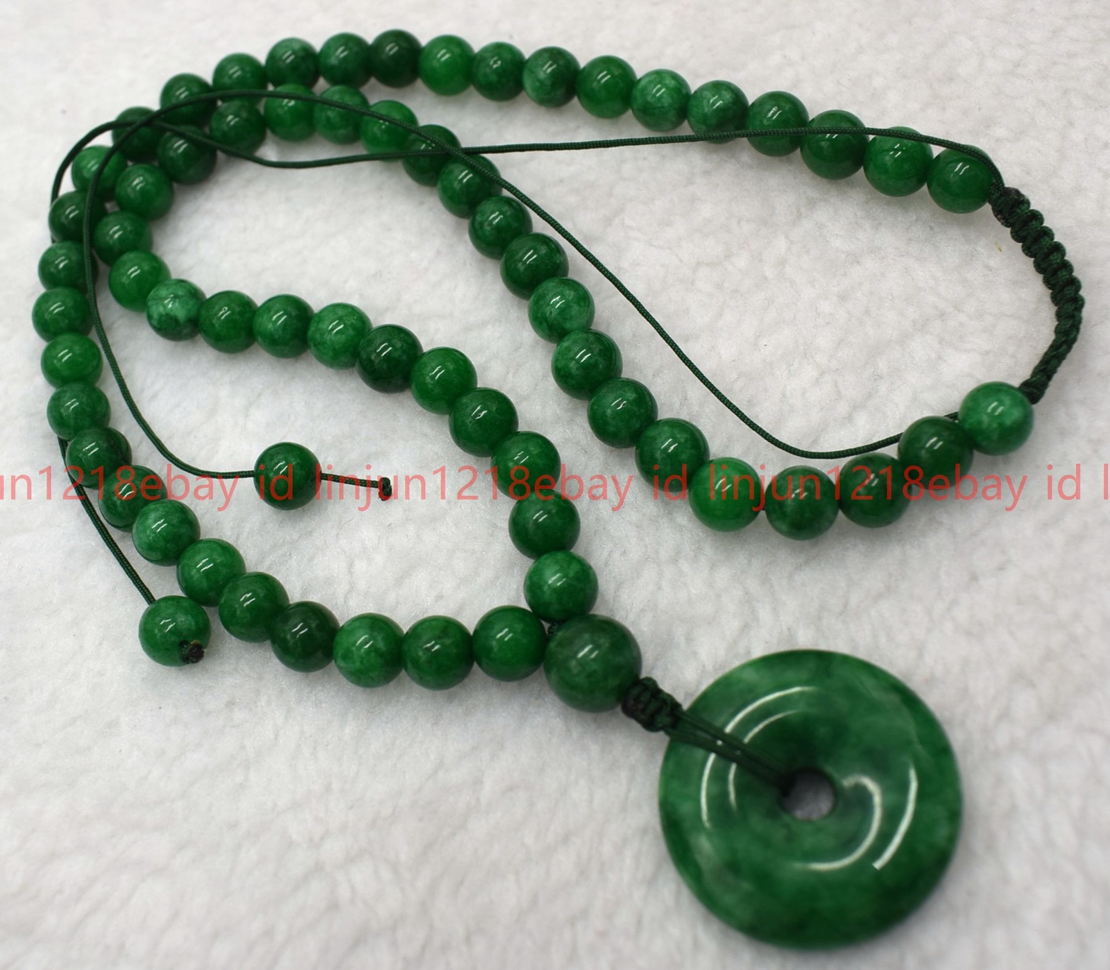 New Natural 6/8/10mm Green Jadeite Round Gemstone Beaded Pendant Necklace 18in