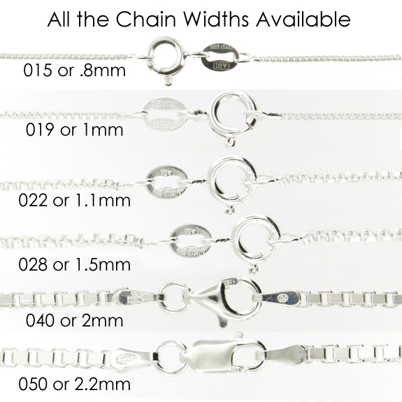 Sterling Silver BOX Chain Necklace All Sizes Stamped .Italy