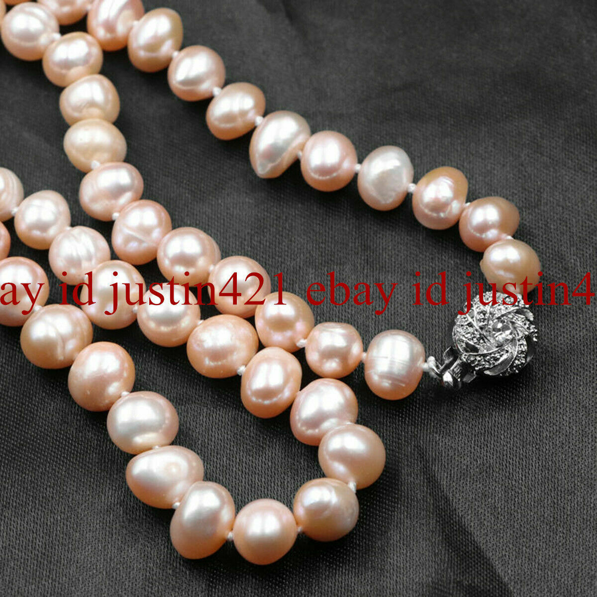 Natural 7-8mm Pink Freshwater Cultured Pearl Necklace 18”
