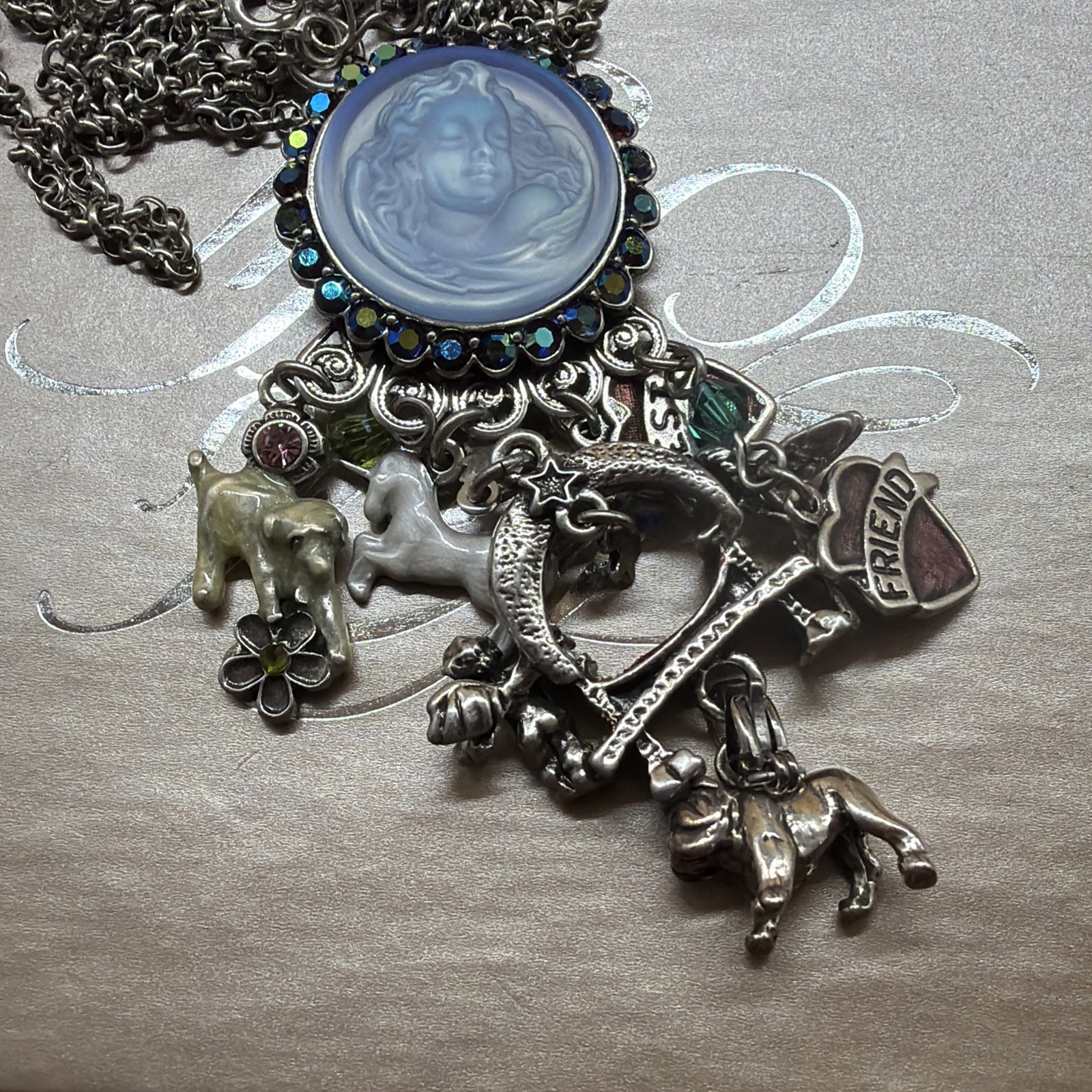 BEAUTIFUL Kirk’s Folly Rainbow Bridge Dream Angel Drop Necklace W/Box! 17-20”!