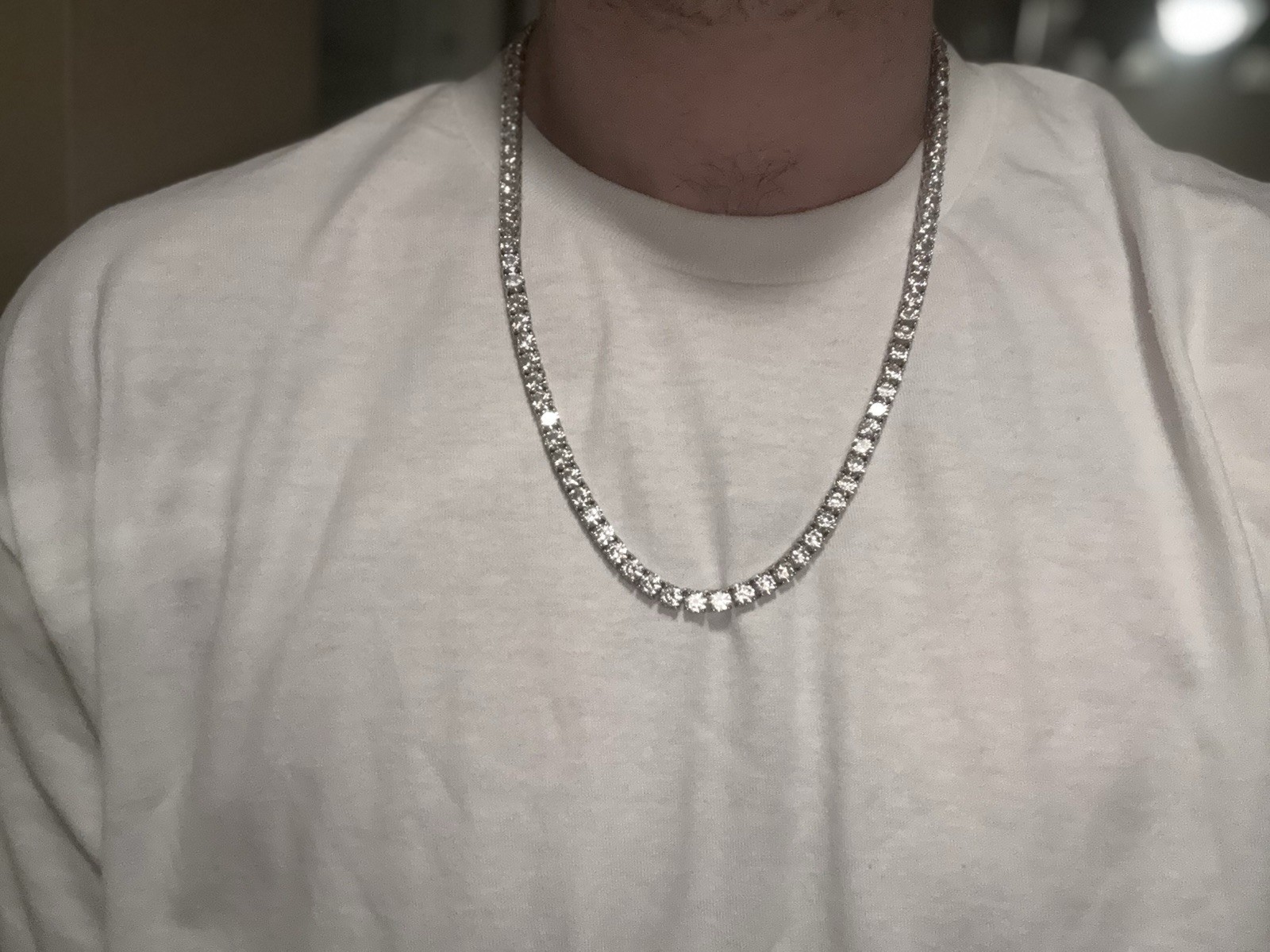 26” Tennis Chain 925 Sterling Silver With 6mm CZ Stones
