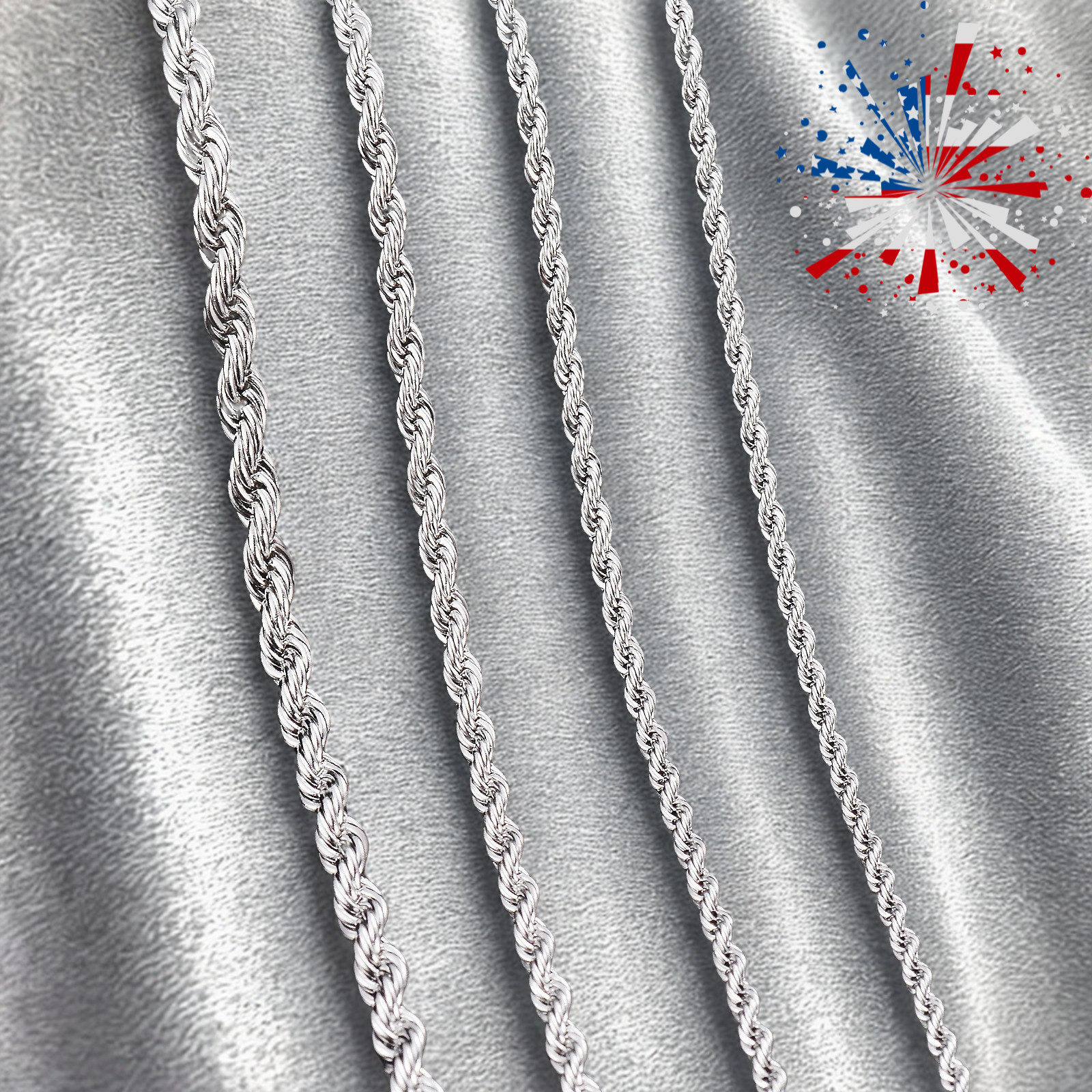 316L Stainless Steel Rope Chain Necklace 2-7mm Men Women Silver Link Chain 18-32