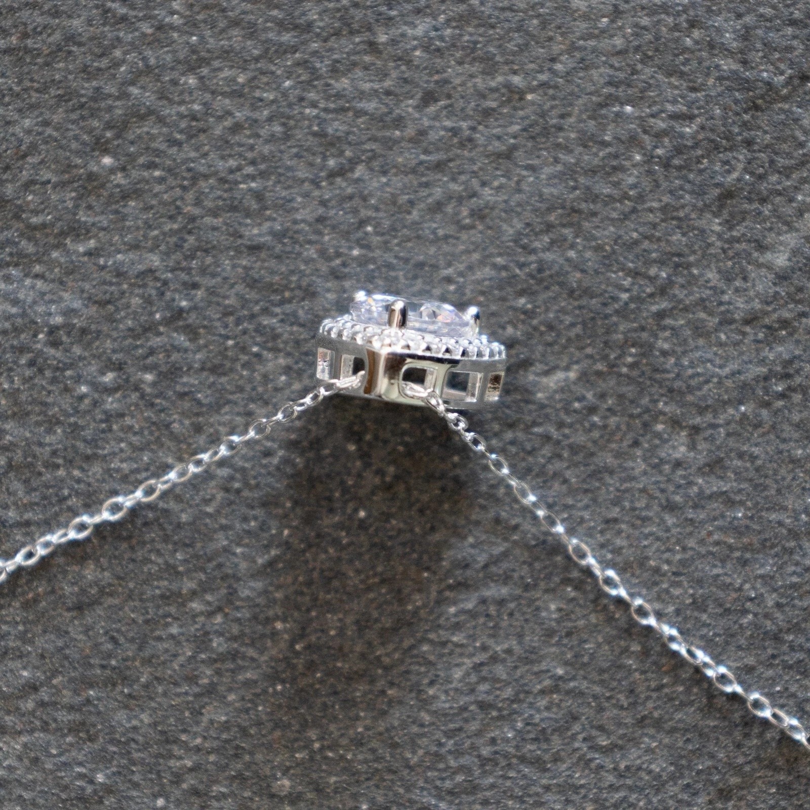 Trillion shape Sterling Silver Pendent Necklace Brilliant cut Cubic Zirconia