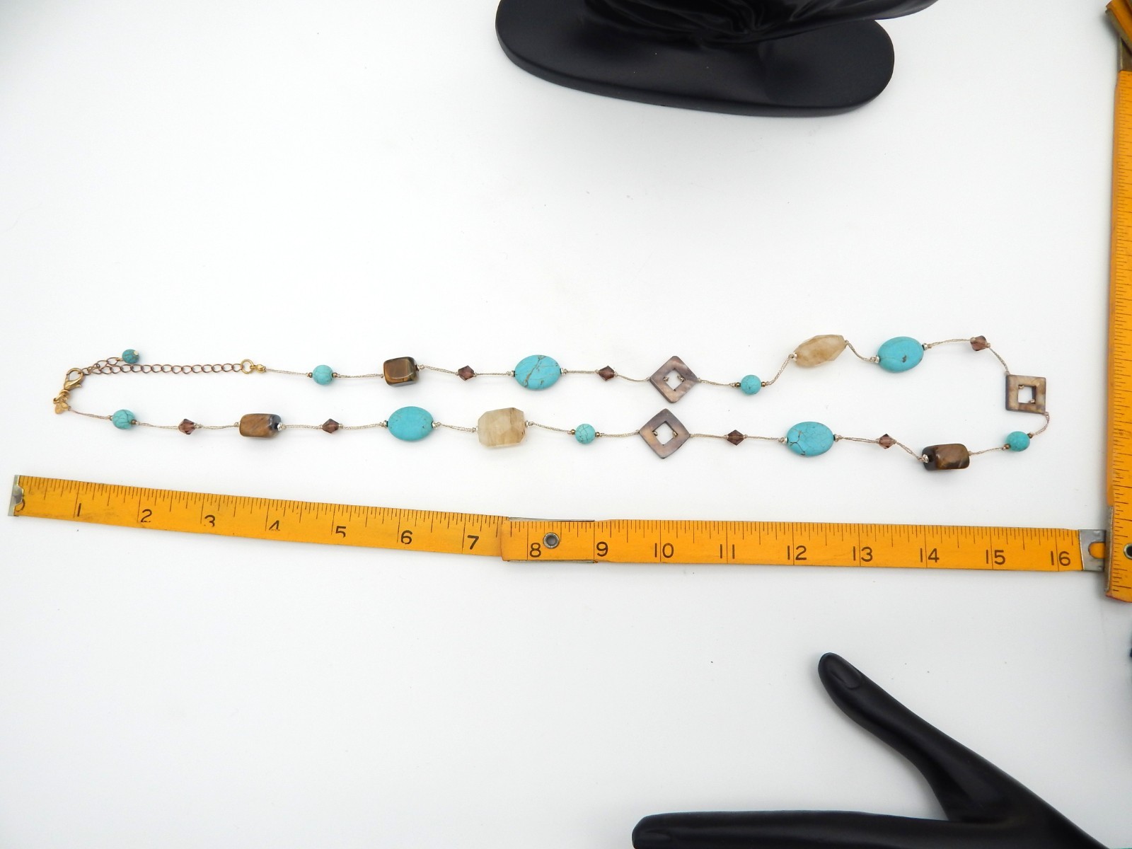 Premier Designs Promenade Necklace Tigers Eye Quartz Swarovski Bicone Prof Clean