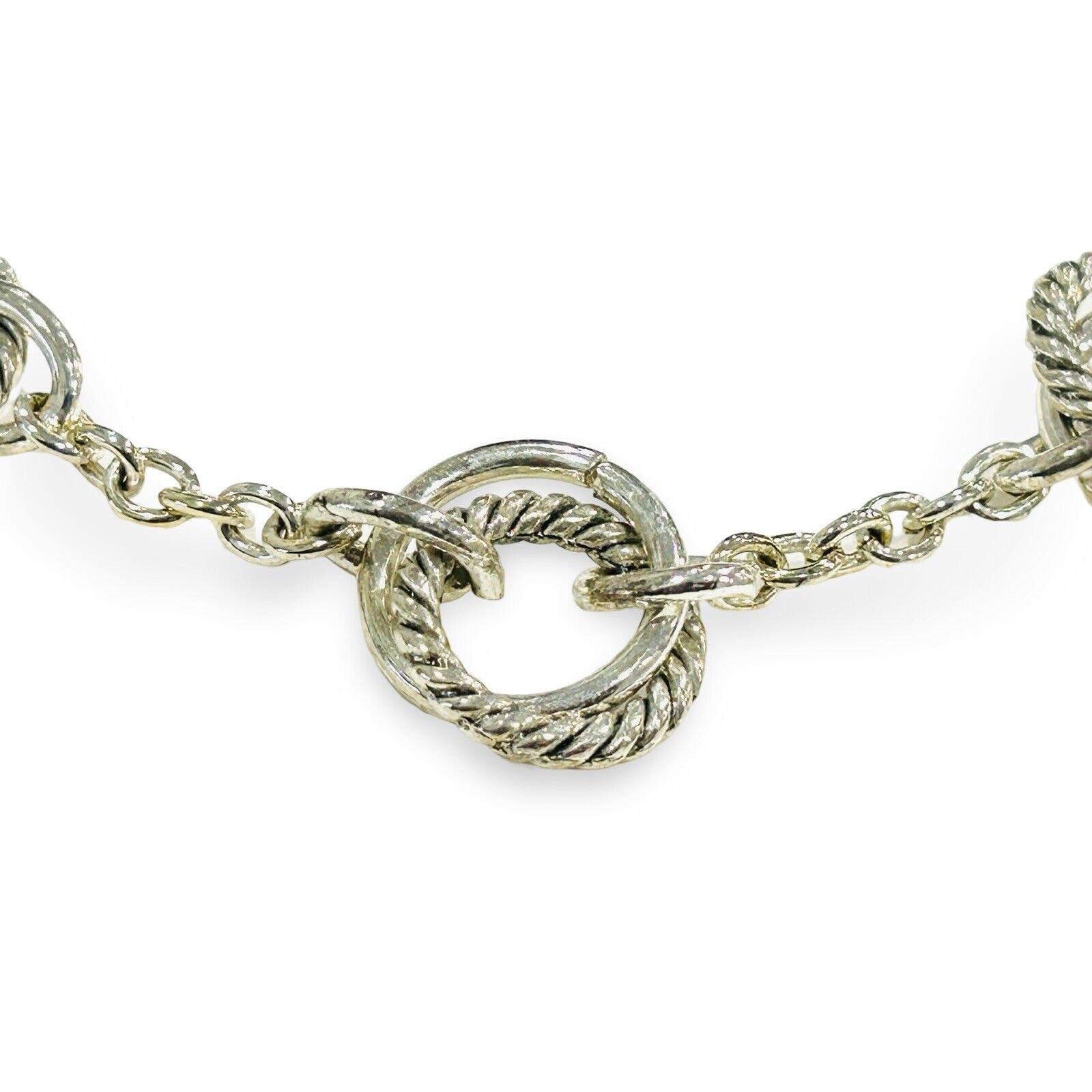 Ralph Lauren Fashion Necklace Oval Links & Rings Metallic Silver Collar Size 17”