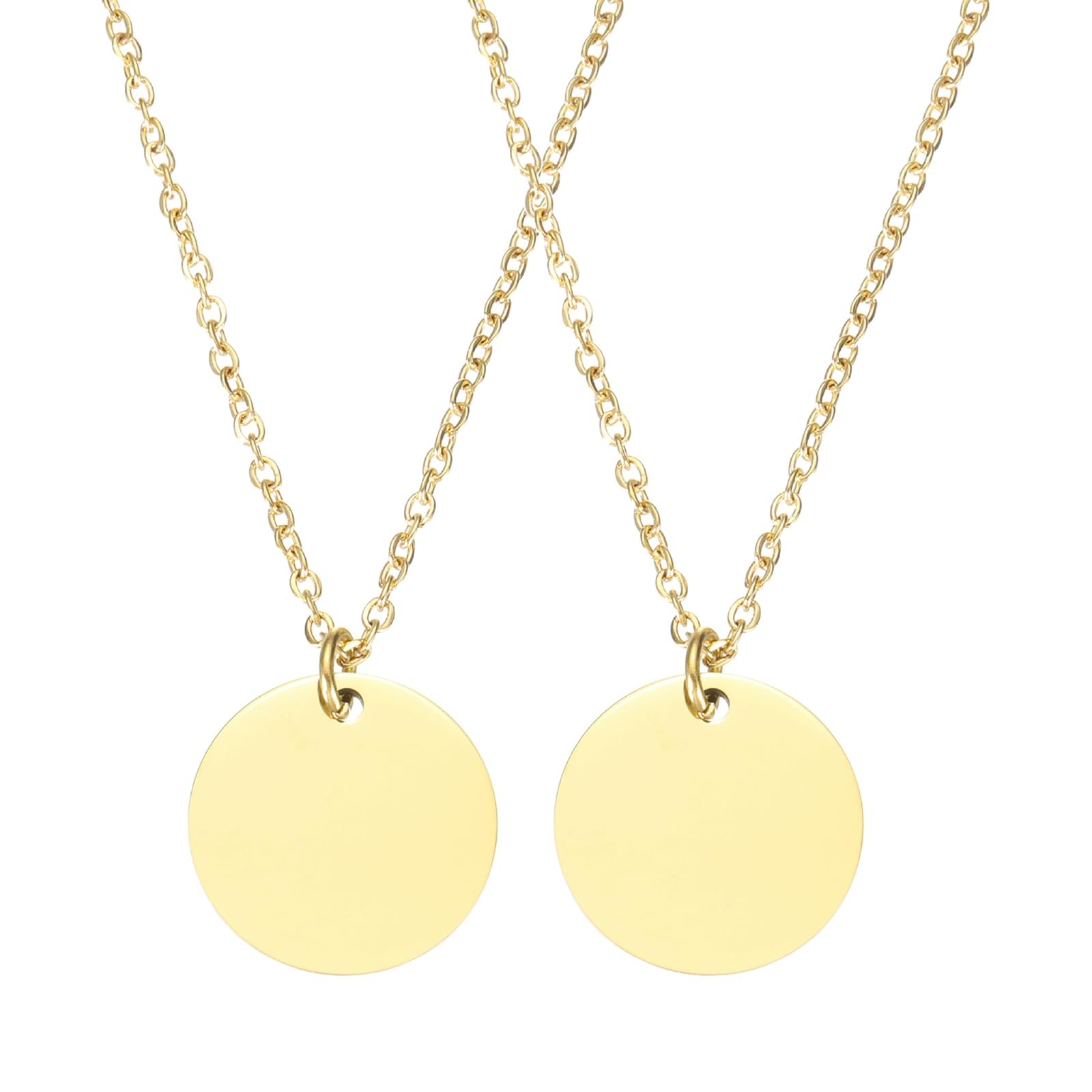 Stainless Steel Round Pendant Necklace for Men and Women, Stamping Blank Engr…