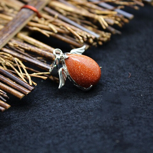 25*24mm Natural Stone Crystal Gemstone Angel Wing Pendant Unisex Adult Jewelry