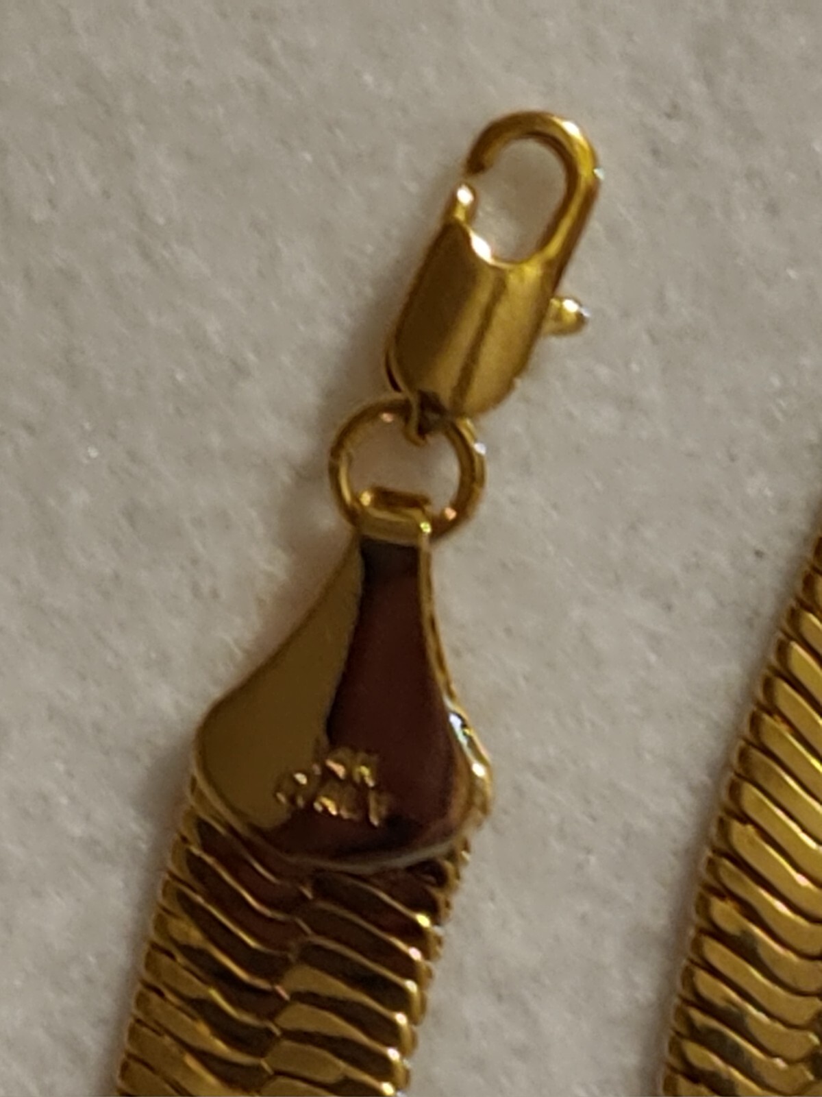 14K Gold Plated Italy Herringbone Necklace 9mm Wide x 24 in Long