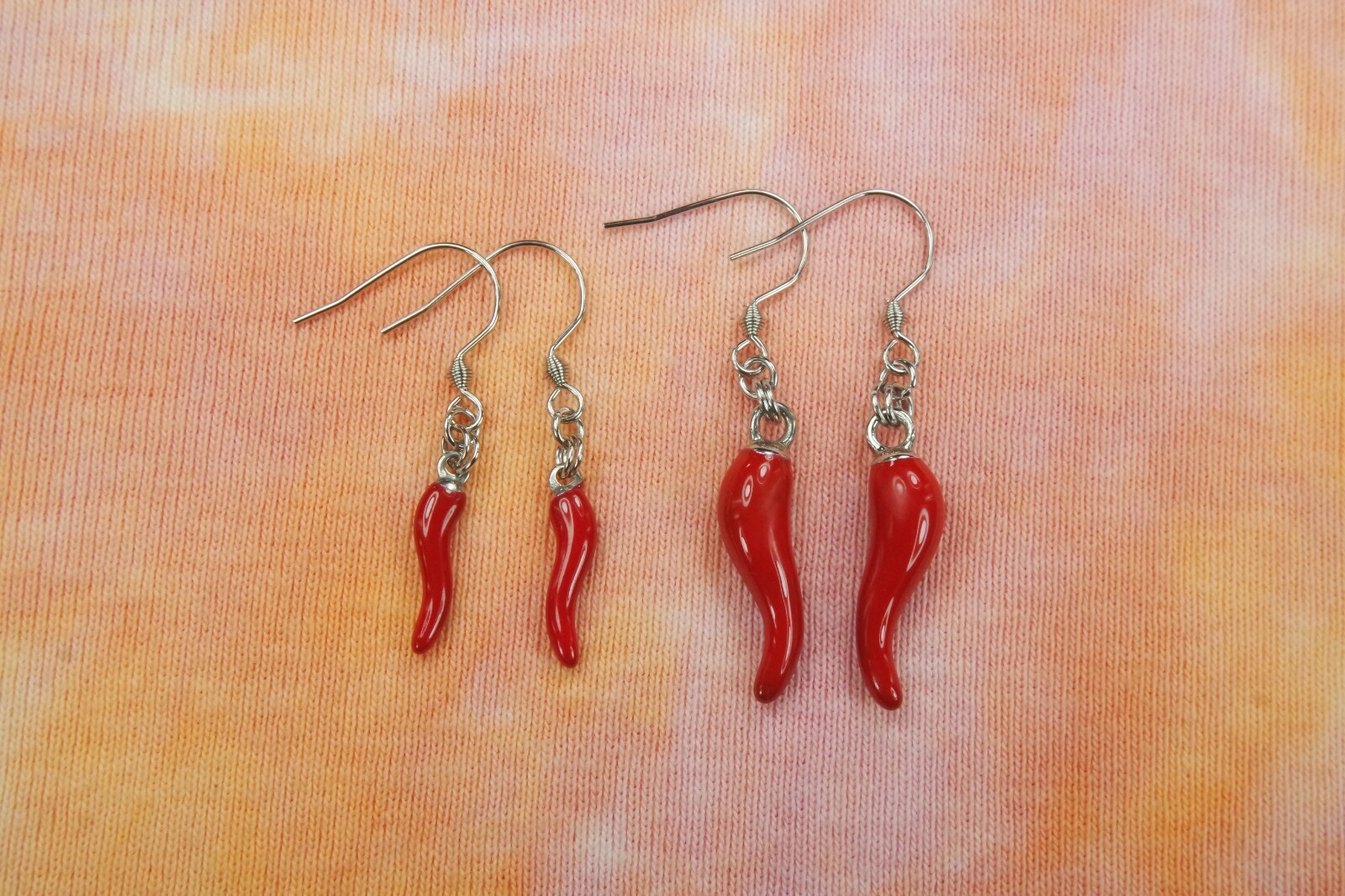 Red Cornicello Necklace or Earrings, Italian Lucky Horn Corno Portafortuna Gift