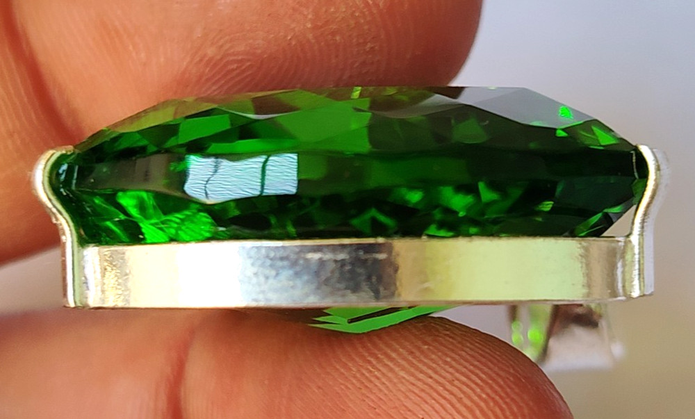 AAA+ 87.10 Ct. Large Green Peridot Trillion Cut Pendant 925 Silver Jewelry Gift