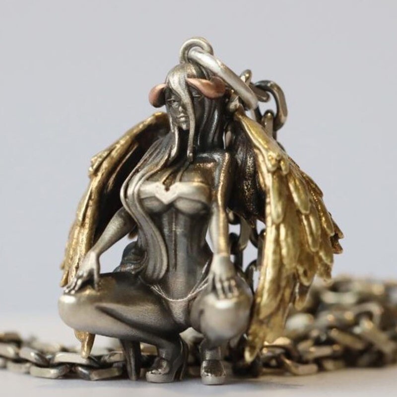 Men’s Stainless Steel Devil Angel Necklace Pendant Jewelry Fashion Chain