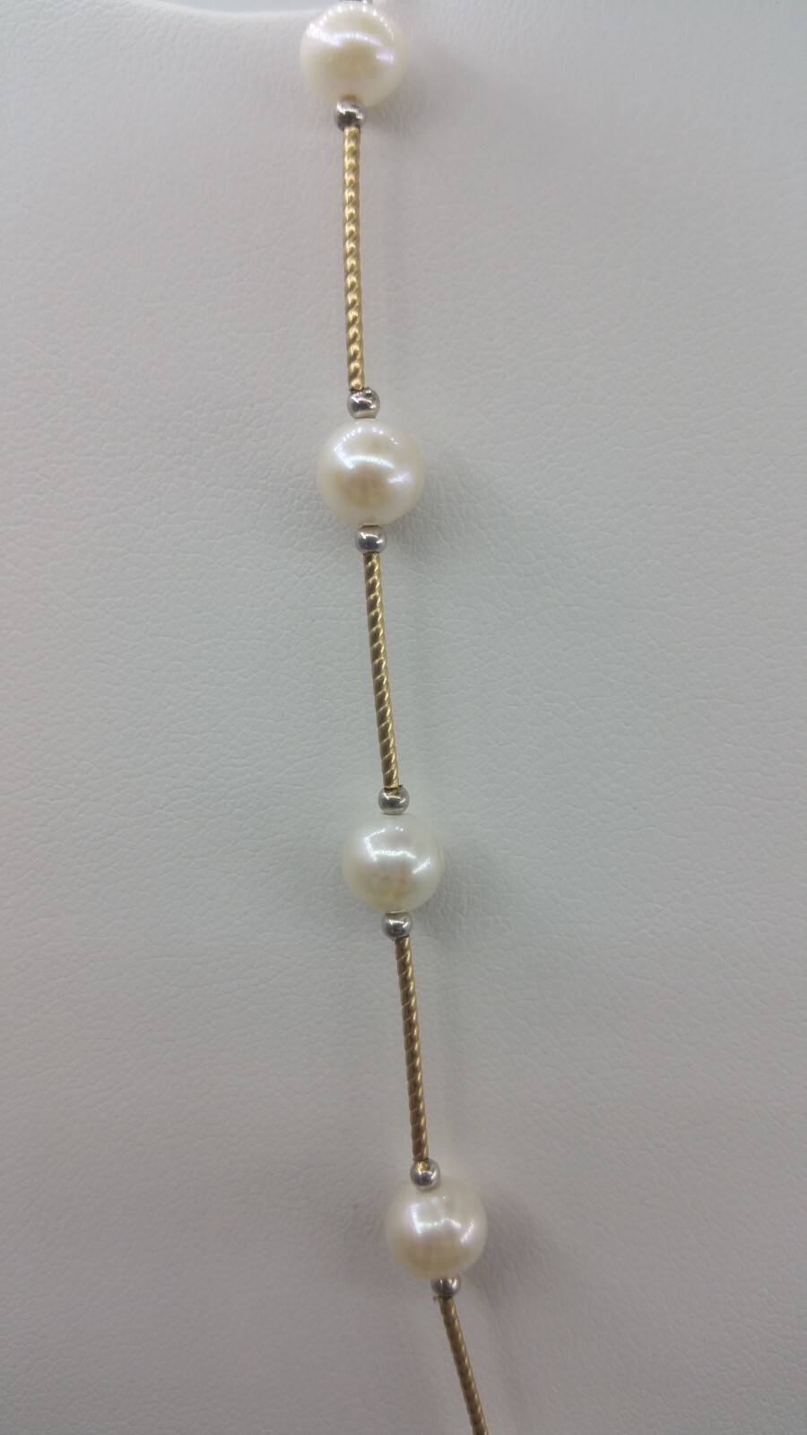 4k Gold 16in White Freshwater 6-6.5mm Near Round Oval Potato Pearl Necklace