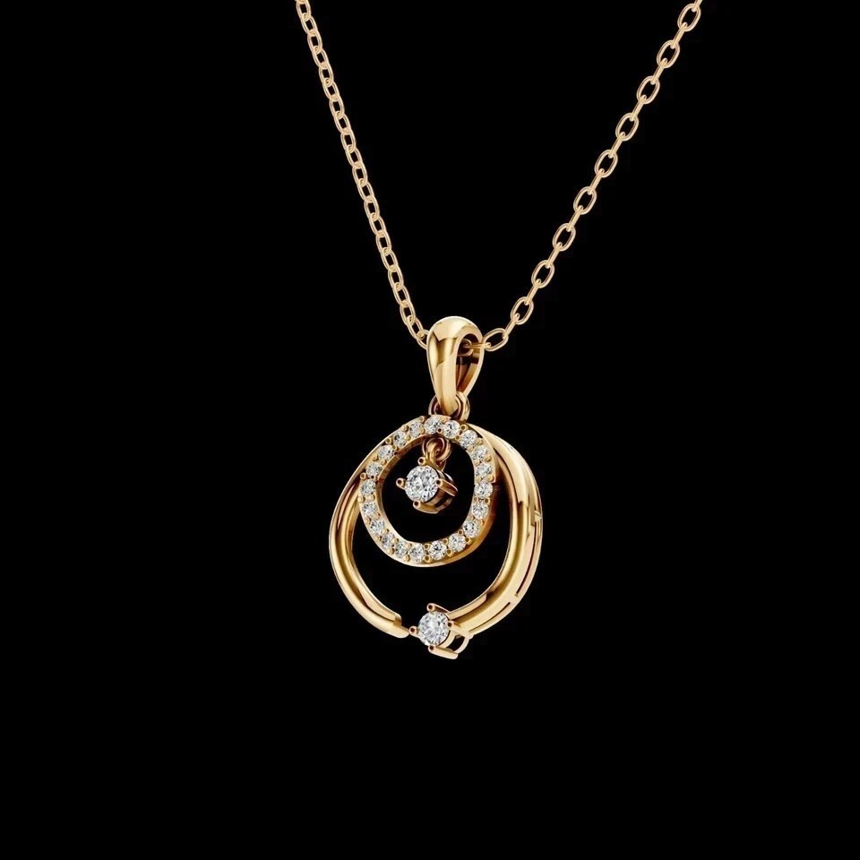 2Ct Round Cut Simulated Diamond Women’s Charm Pendant In 14K Yellow Gold Plated