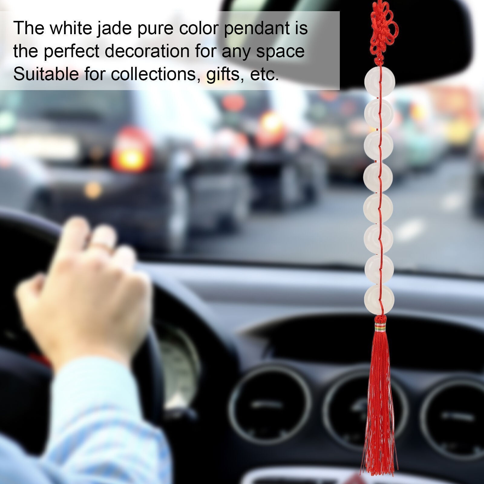 White Jade Pendant Pure Colour Eight White Jade Chinese Knot Feng Shui Pendant