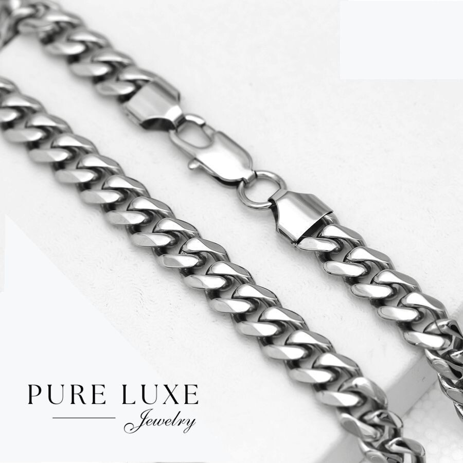 Men’s 24″Stainless Steel 35mm ANGEL CZ Charm,Cuban Curb Chain High Polish Box