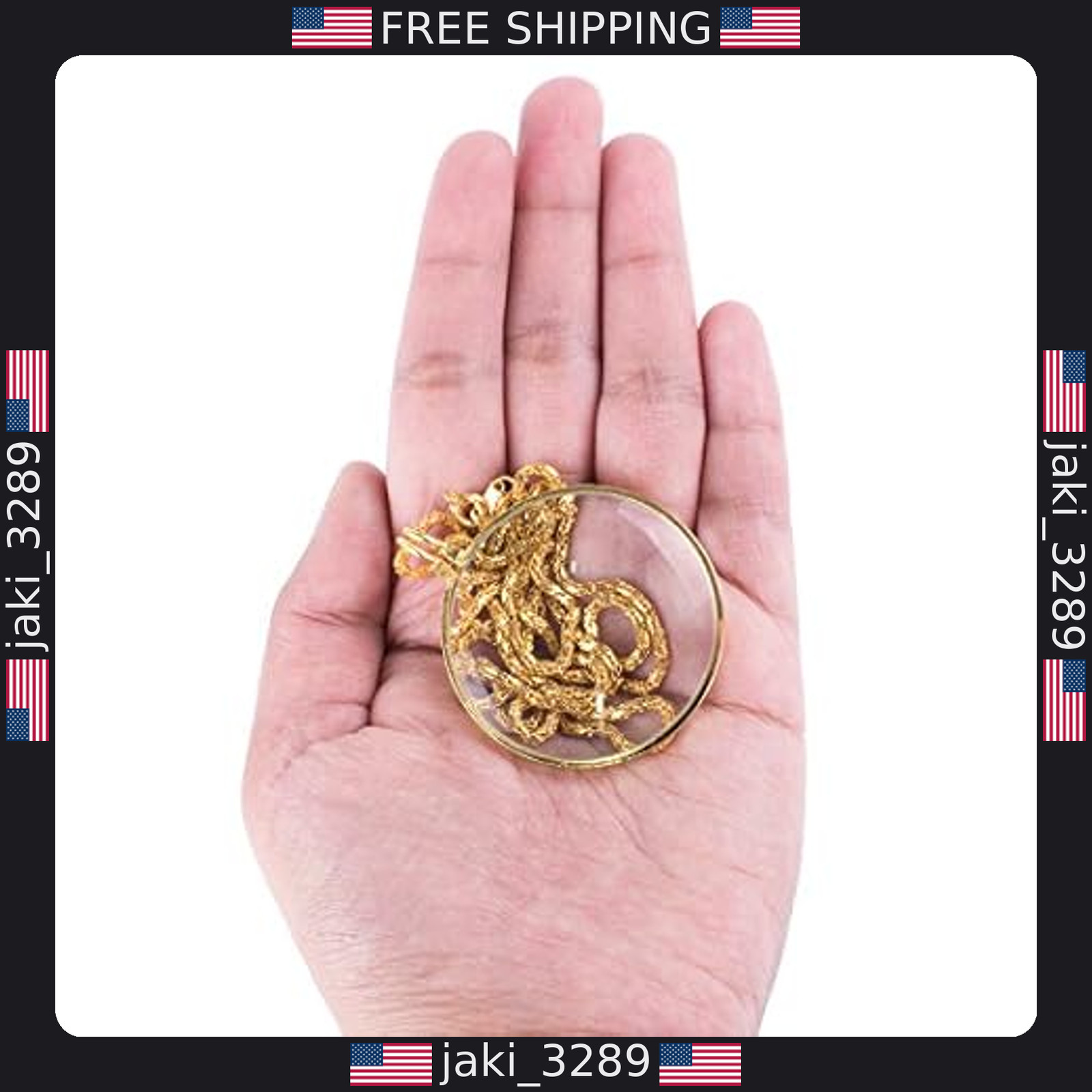 Gold Chain Necklace with 1.75″ Magnifier Lens – Perfect for Reading and Vision