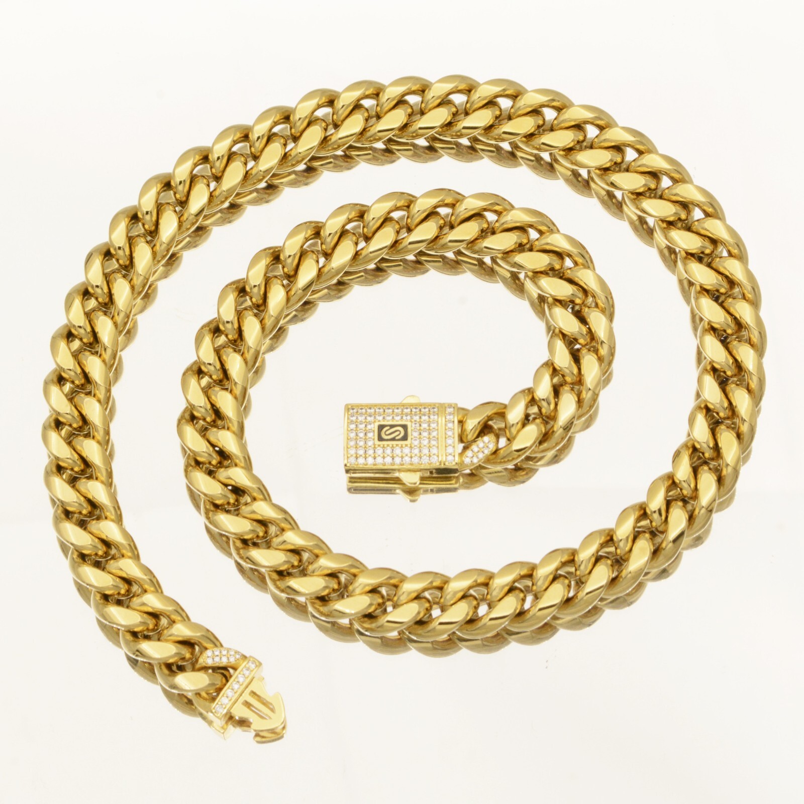 6-14MM Stainless Steel Gold Plated Miami Hip Hop Cuban Chain Or Bracelet F