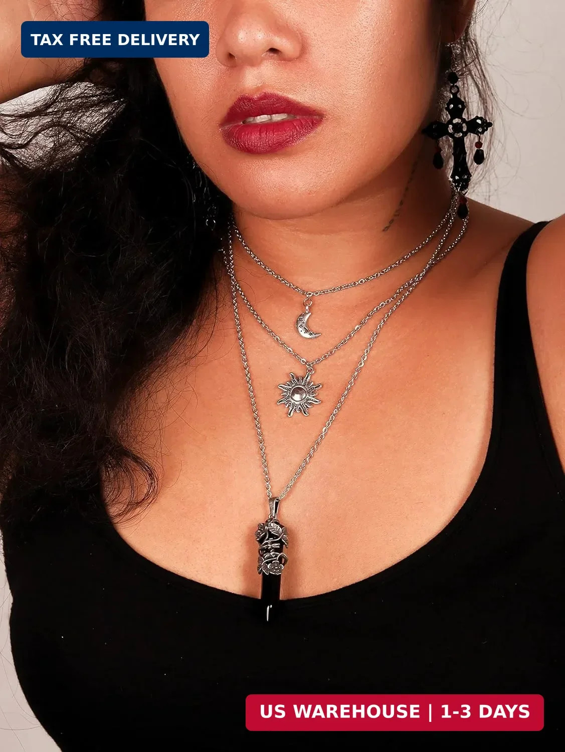 Sacina Gothic Emo Grunge Crescent Moon Choker, Moon Sun Star Choker Necklace, Go