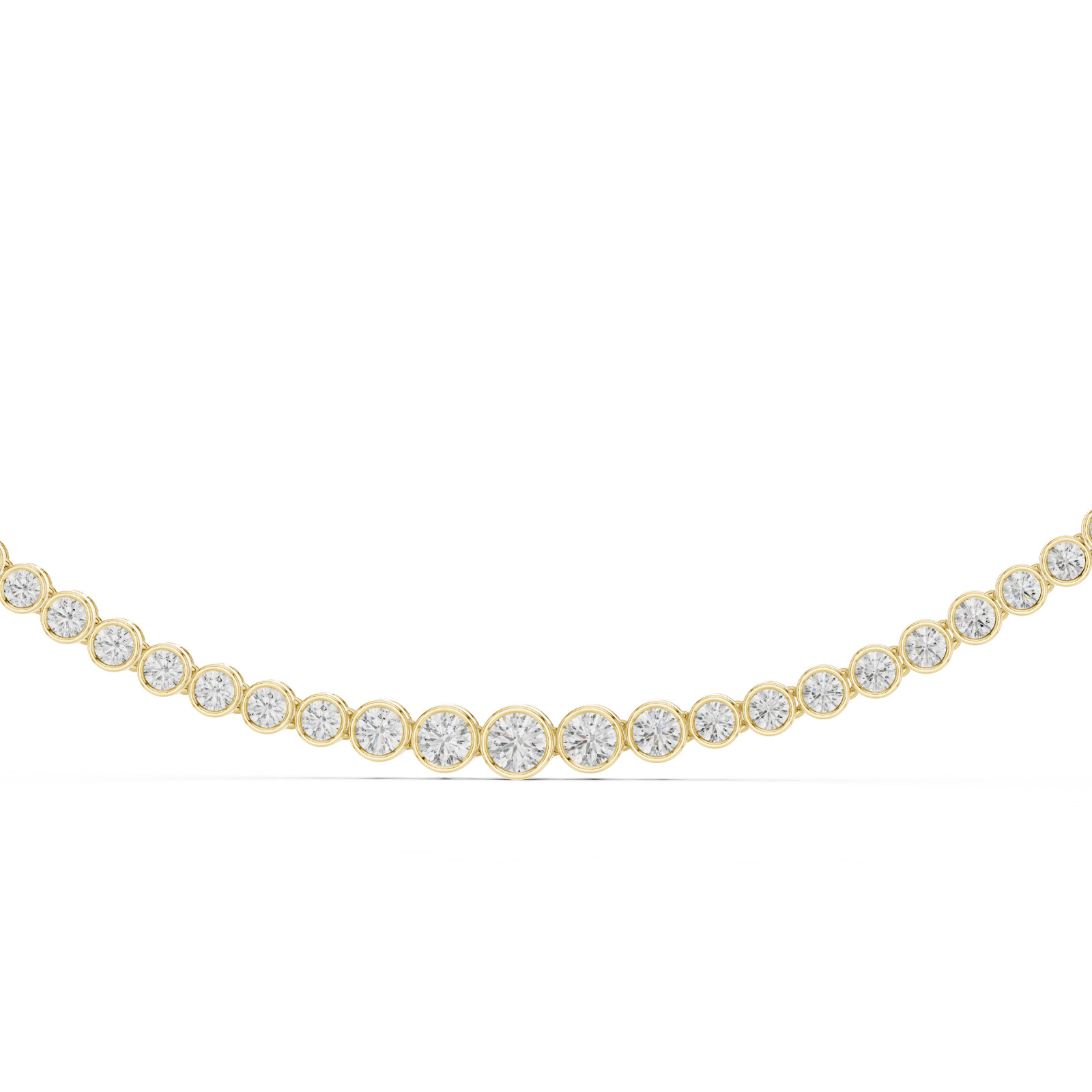 925 Silver Lab Grown Diamond Bezel Tennis Necklace Wedding Promise Gift For Her