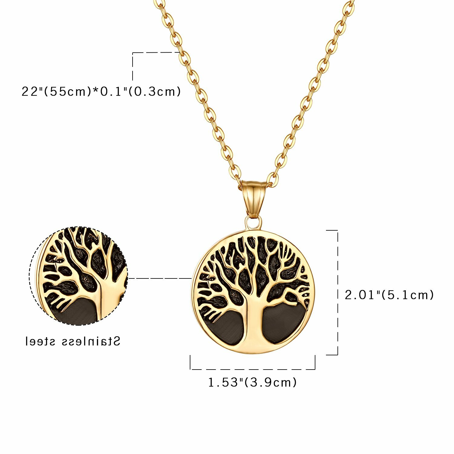 Men Women Stainless Steel Celtic Tree of Life Pendant Necklace Chain Jewelry