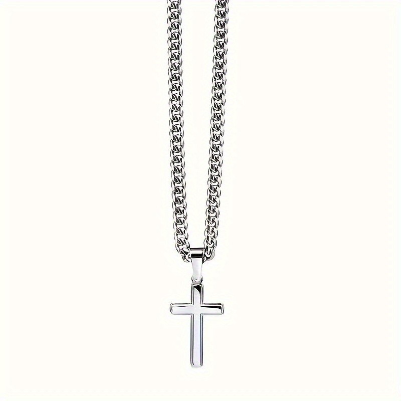 Fashion Men’s Cross Pendant Necklace Stainless Steel Hip Hop Necklace Gift US