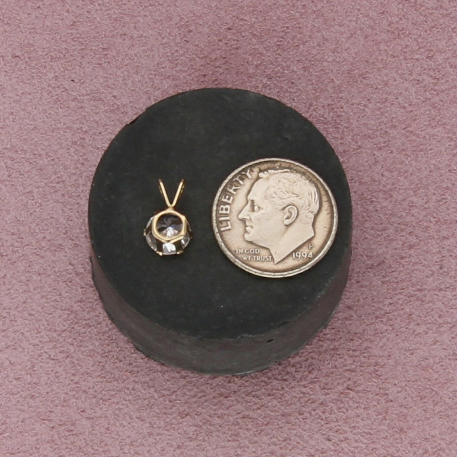 10k yellow gold dainty cz drop pendant