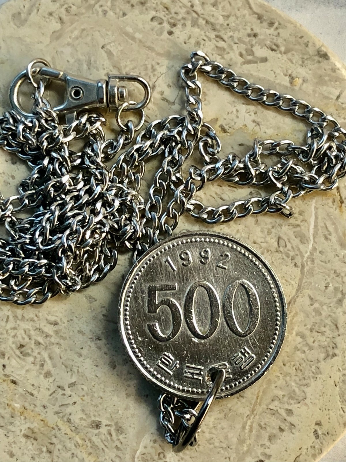 South Korea Coin Pendant Korean 500 Won Necklace Vintage Custom Made Vintage