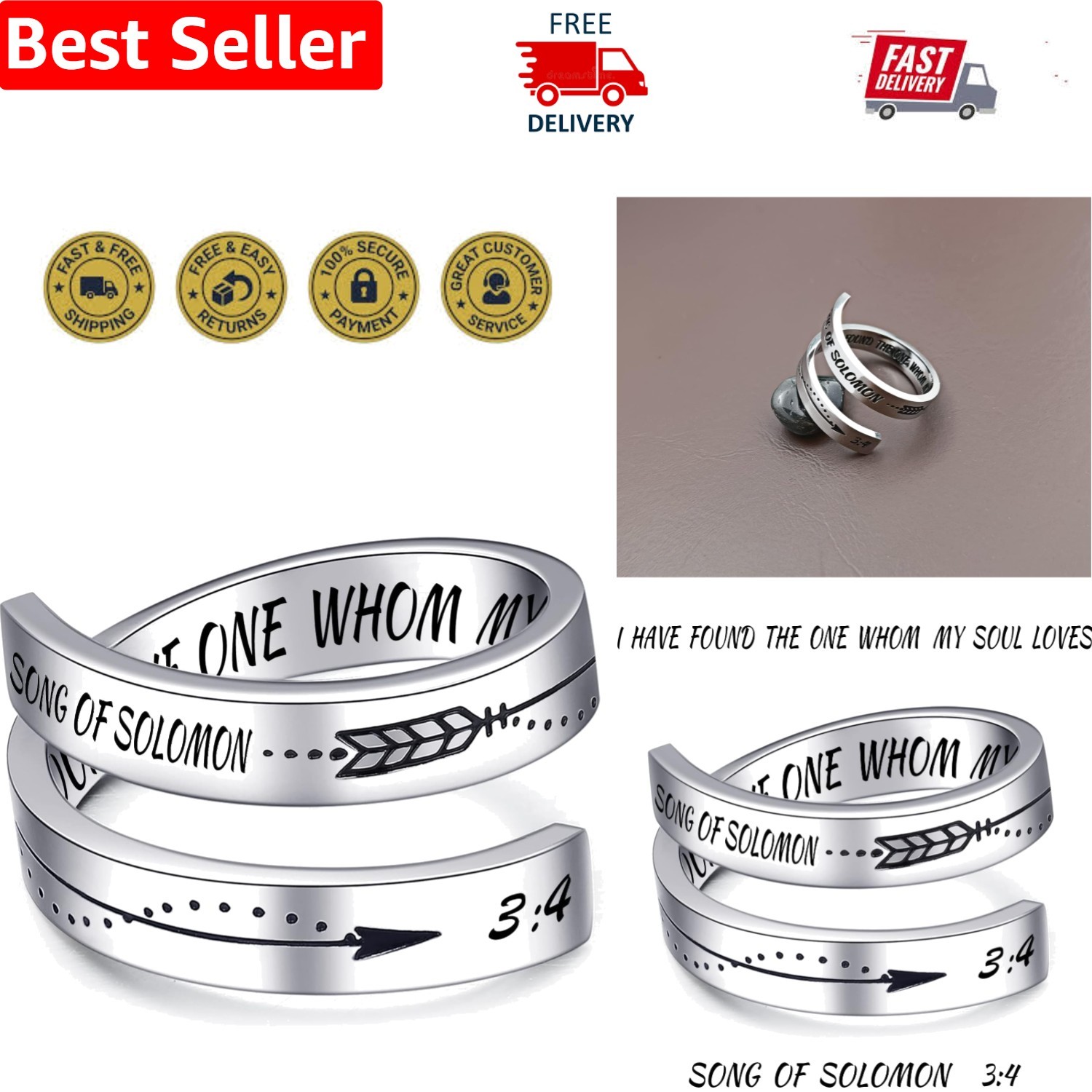 Engraved Silver Thumb Ring – Encouraging Jewelry Gift for Mother’s Day & Beyond