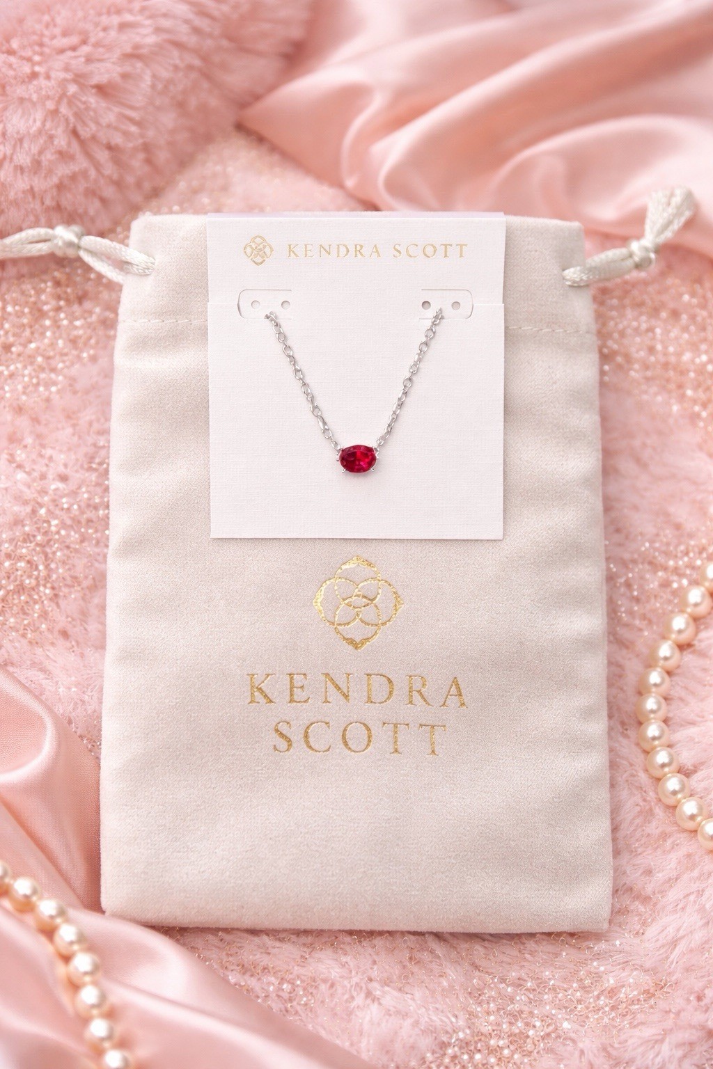 Kendra Scott Cailin Pendant Necklace,Rhodium-Plated,Burgundy
