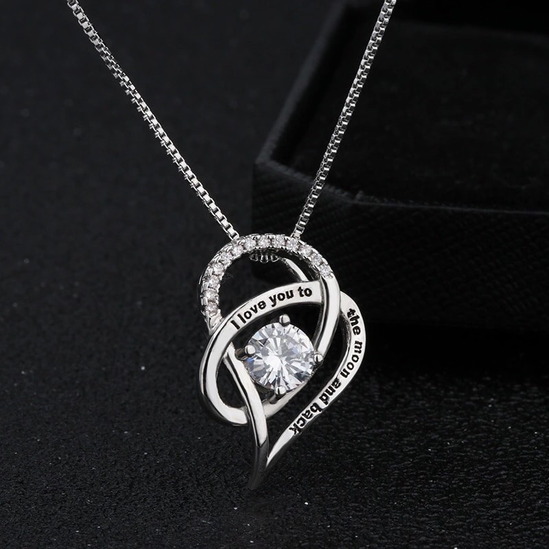 I Love You To The Moon and Back Heart Pendant Necklace Valentine’s day gift