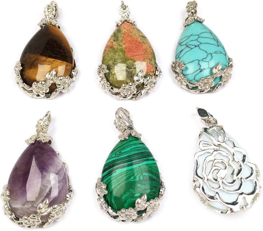Natural Stone Pendants Waterdrop Shape 30x40mm random 5pc